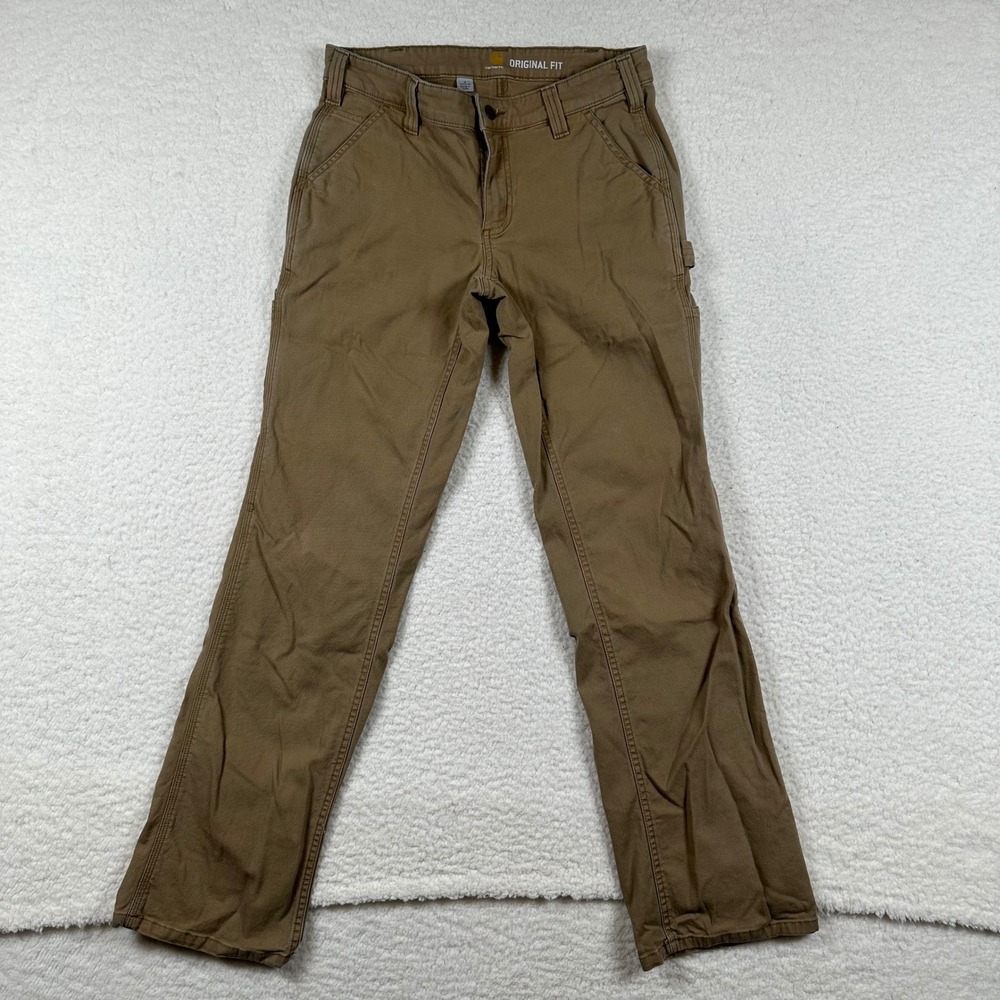 Carhartt Original Fit Canvas Work Pants Womens 2 Reg Utility Brown Carpenter